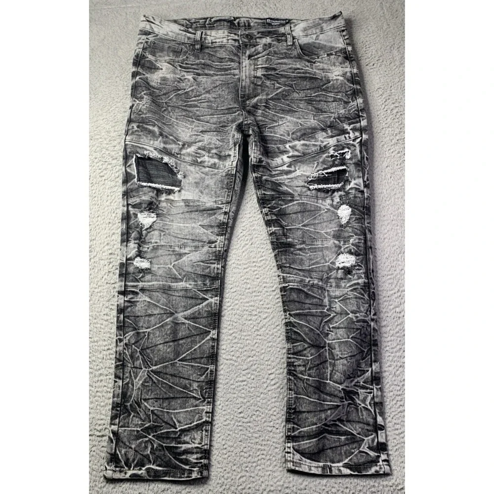 Southpole Jeans Mens Size 42X30 (41X28) Skinny Acid Wash Distressed Streetwear